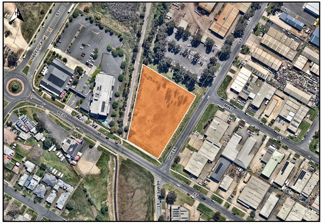 An aerial map of Reid and Queen St Wodonga
